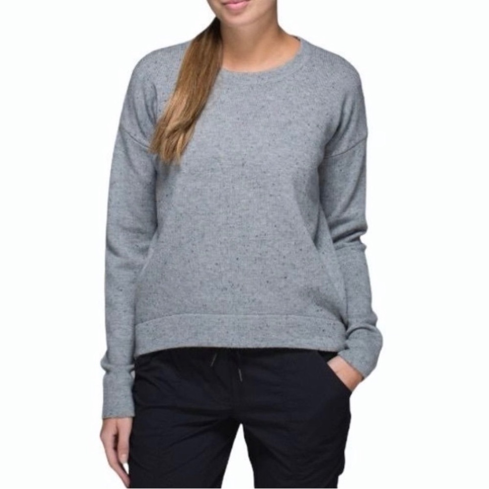 Lululemon Grey Speckled Merino Wool Yogi Crew Sweater Size 8